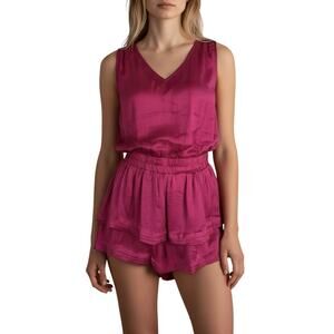 Avara Boutique Amanda Pink Tiered Ruffle Mini Dress Hot Pink Size Large NEW